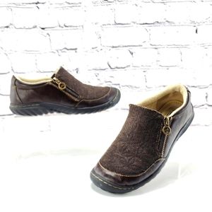 JBU Crimson - Slip-on shoes, side zipper, brown, size 6.5M